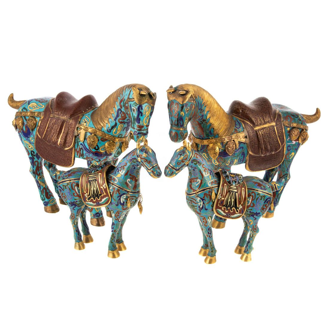 Two Pairs of Chinese Export Cloisonne Horse Censers (1 of 7)