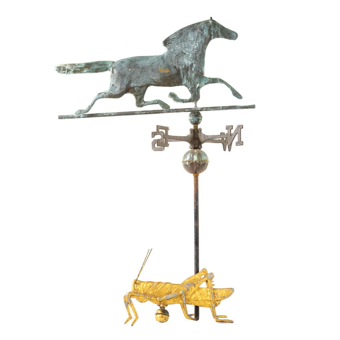 Sheet Copper Horse & Zinc Katydid Weathervanes Auction