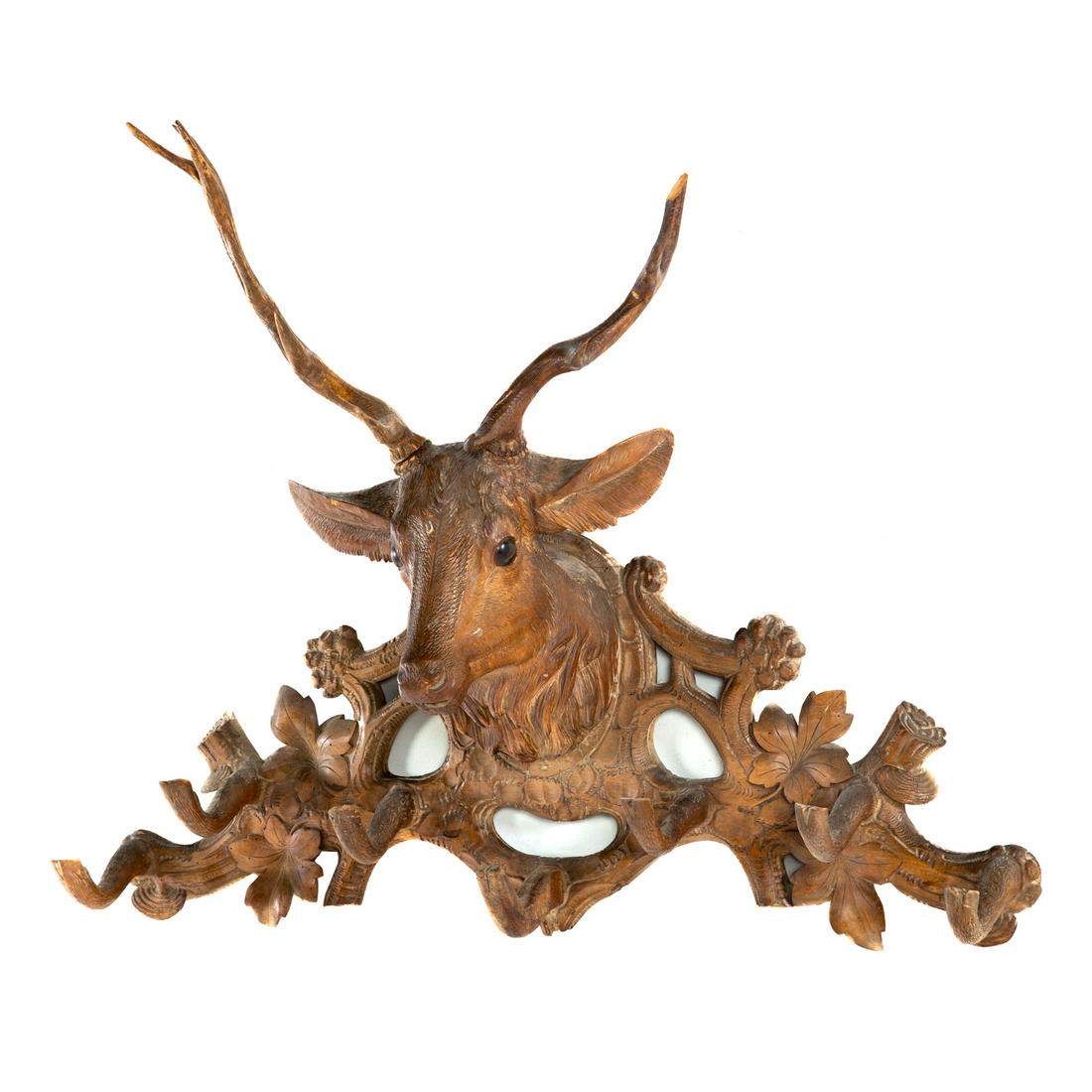 Black Forest Carved Wood Elk Garment Hanger (1 of 3)
