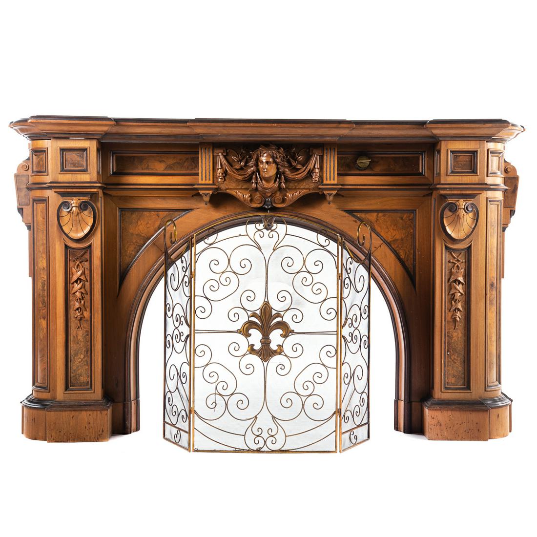 Eastlake Carved Walnut Fireplace Mantel (1 of 9)