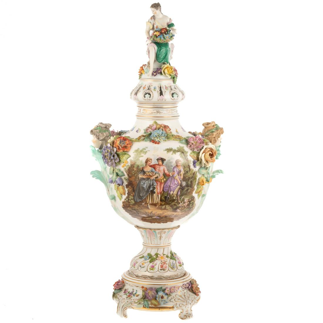 Large German Porcelain Potpourri Urn Auction