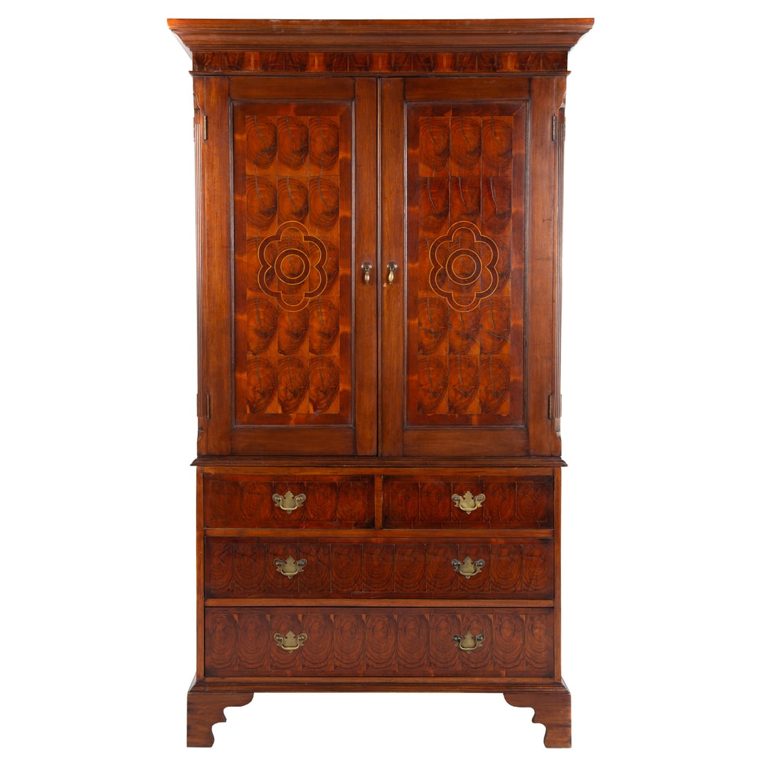 Early Victorian Oyster Veneered Linen Press (1 of 8)