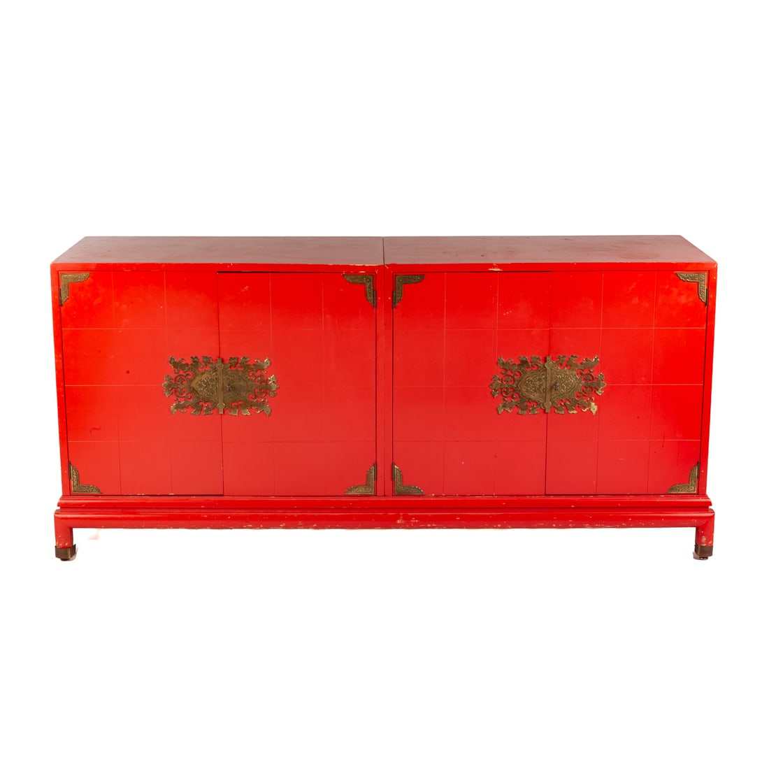 Asian Red Lacquer Four Door Cabinet (1 of 5)