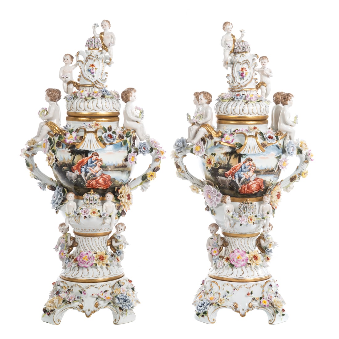 A Pair of Large Sevres Manner Urns (1 of 9)