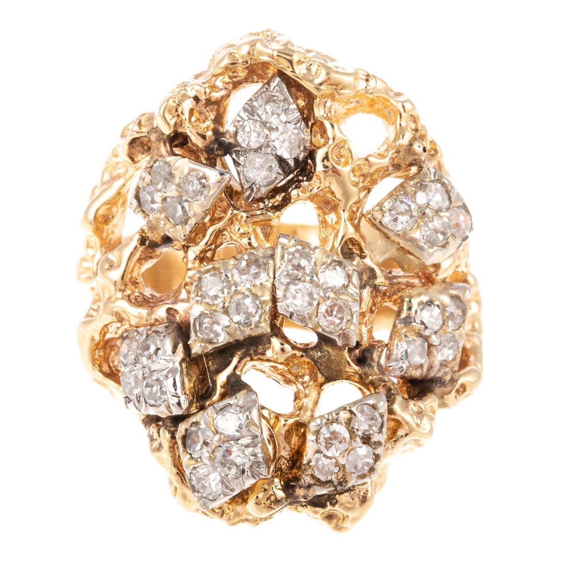 A Brutalist Diamond & Gold Ring in 14K (1 of 5)