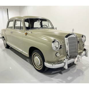 1958 Mercedes- Benz 180 Sedan: 1958 Mercedes- Benz 180. Vin#8511453. Approx. 97K Miles. 4- speed manual transmission, 1.9 Liter inline-four engine. Light stone grey exterior paint, blue leather interior. 13" steel wheels, Bilstein