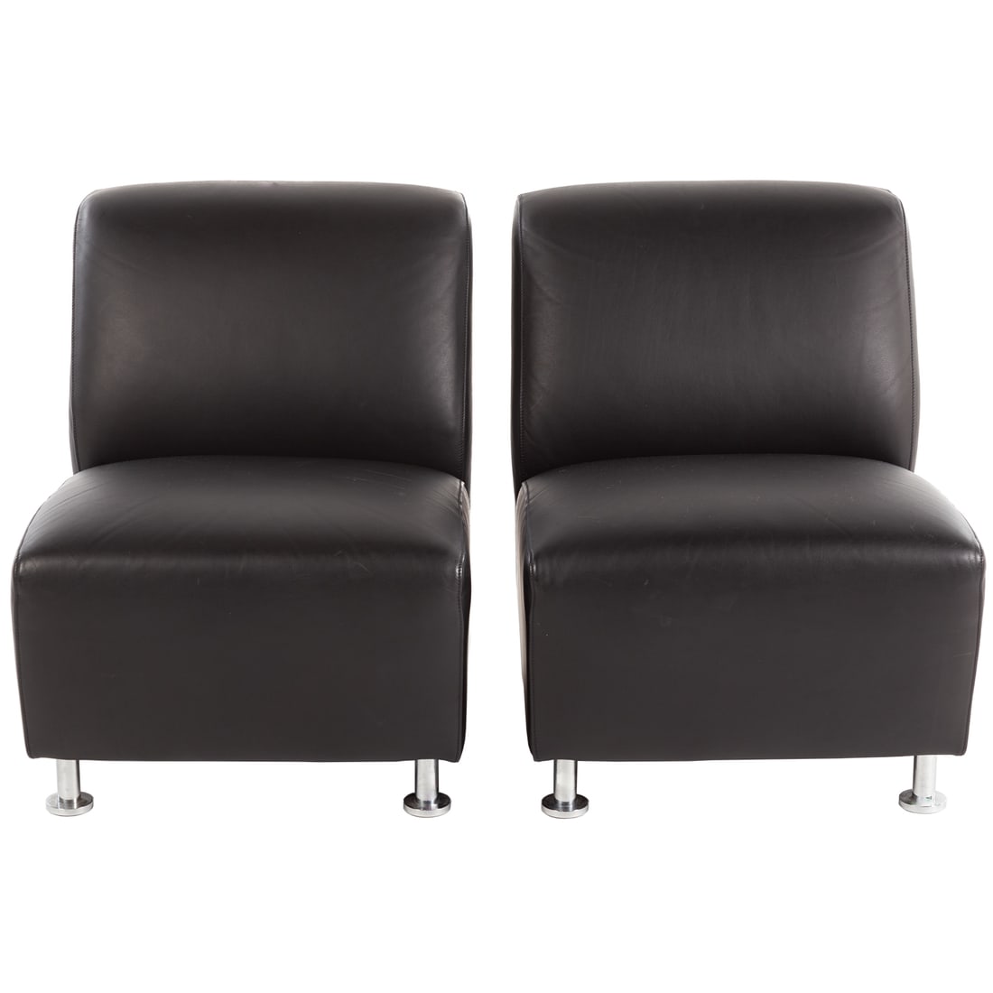 A Pair of Modern Leather & Chrome Occasional Chairs (1 of 4)