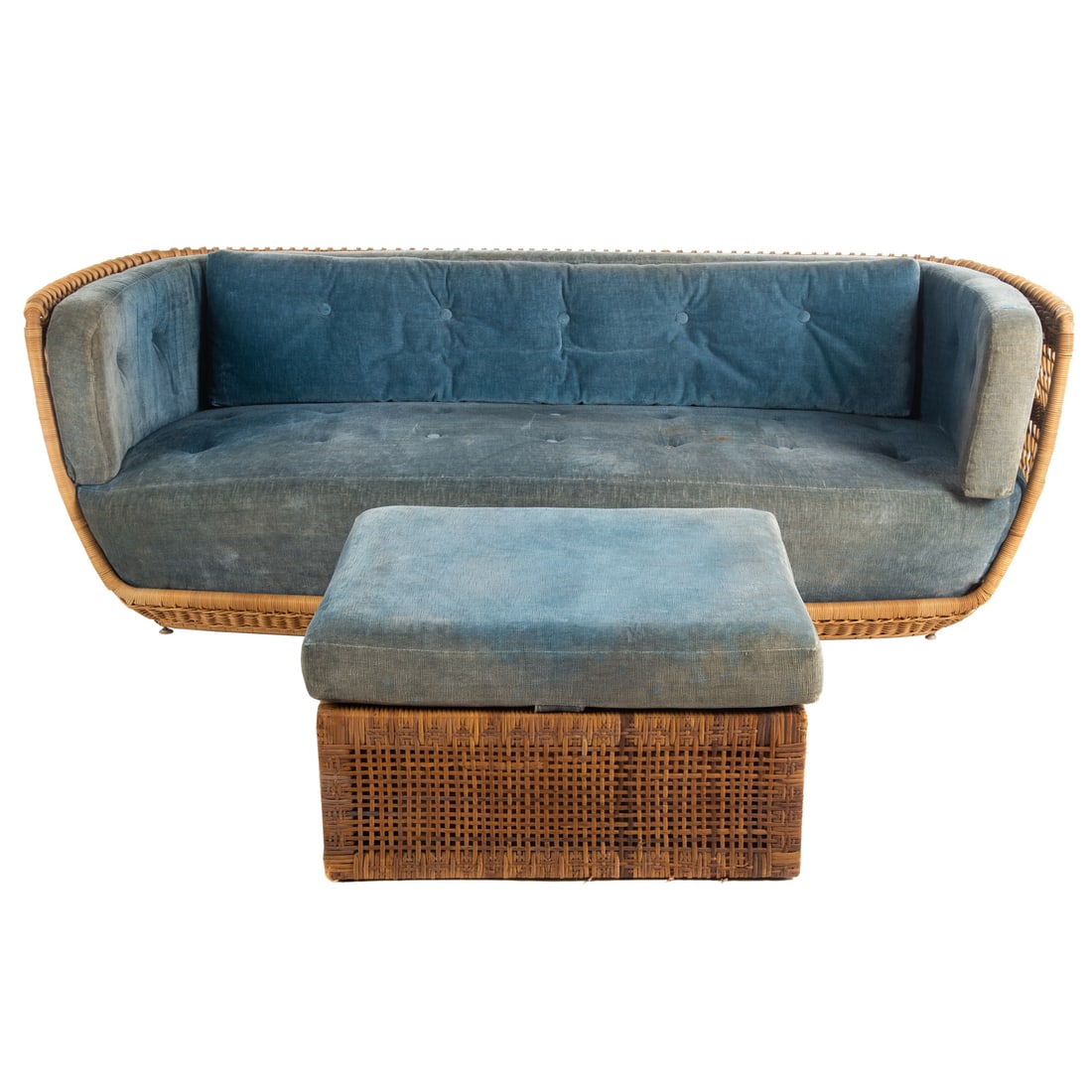 Contemporary Wicker Sofa with Ottoman (1 of 2)