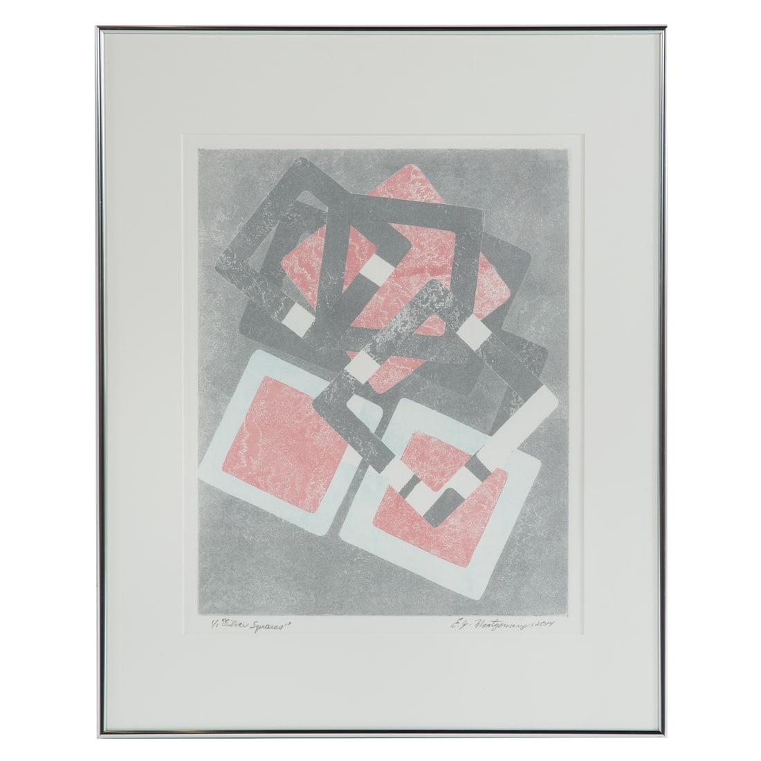 Evangeline "E.J." Montgomery. "Silver Squares," monotype (1 of 4)