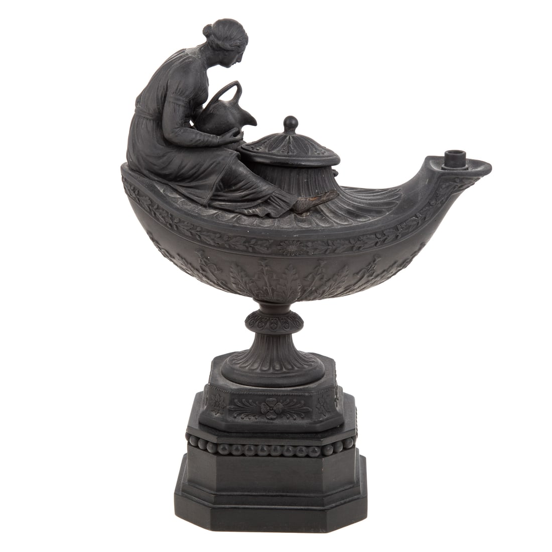 Rare Wedgwood Basalt Mourning Oil Lamp (1 of 4)