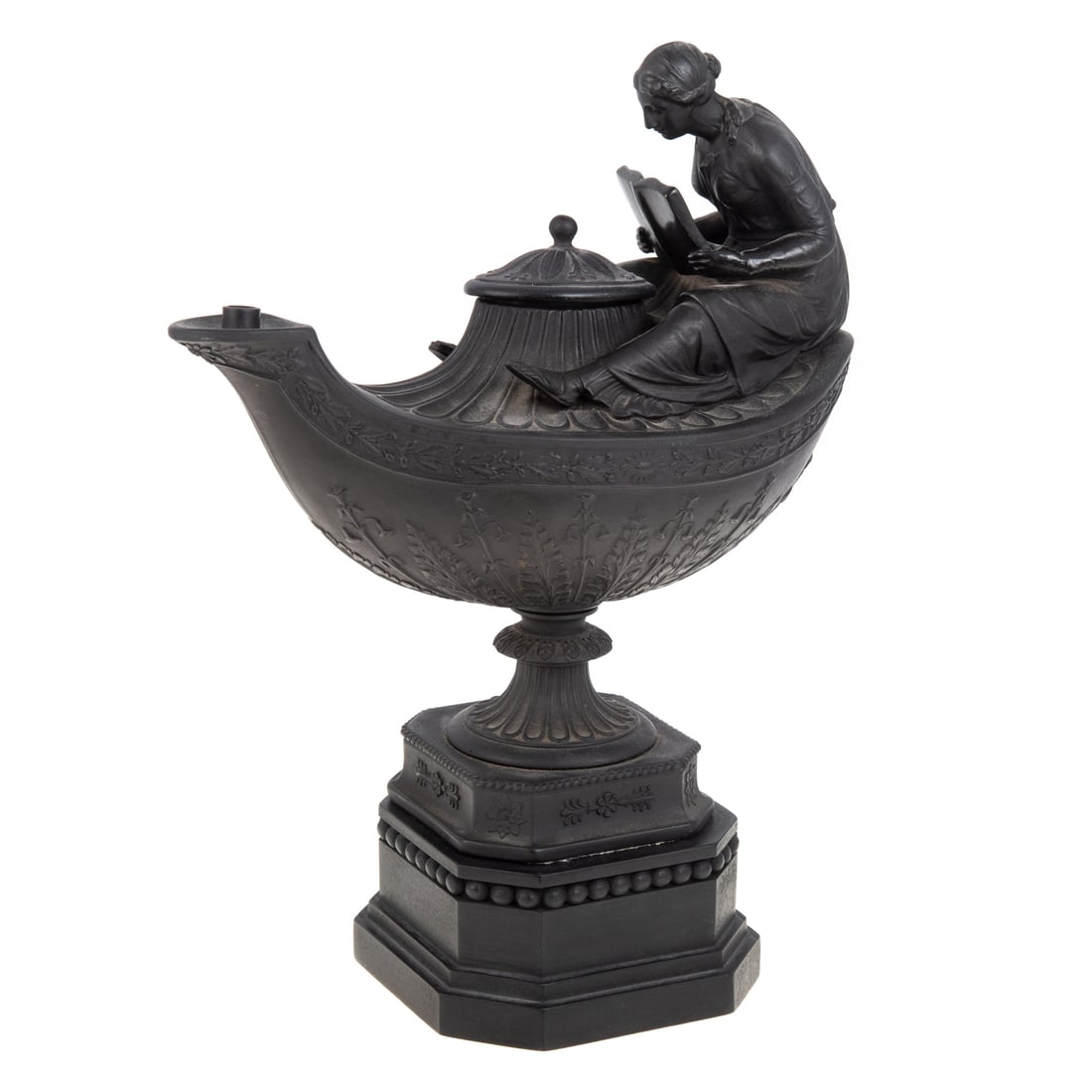 Rare Wedgwood Basalt Mourning Oil Lamp (1 of 4)