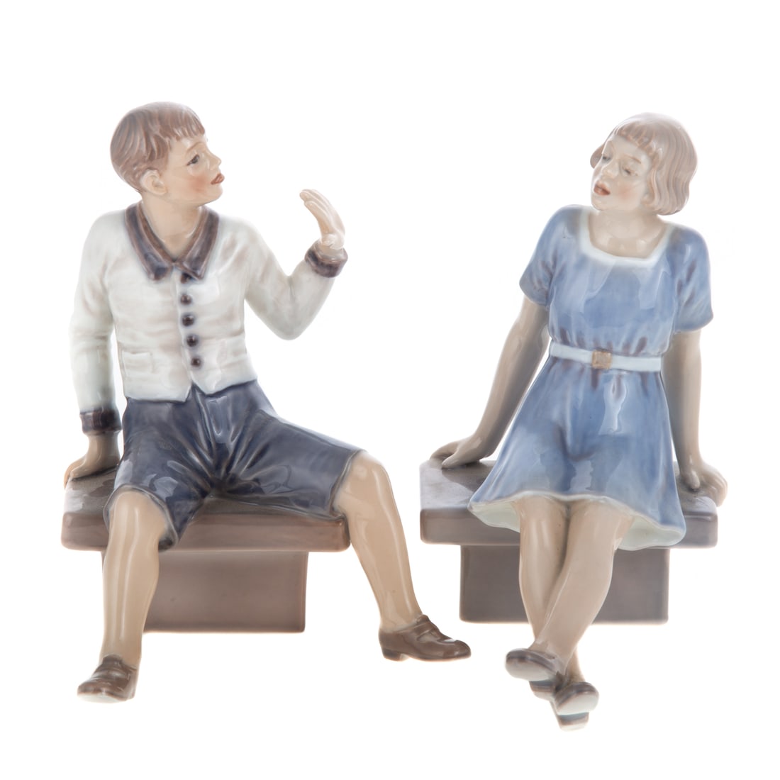 Dahl-Jensen Seated Boy & Girl Figures (1 of 4)