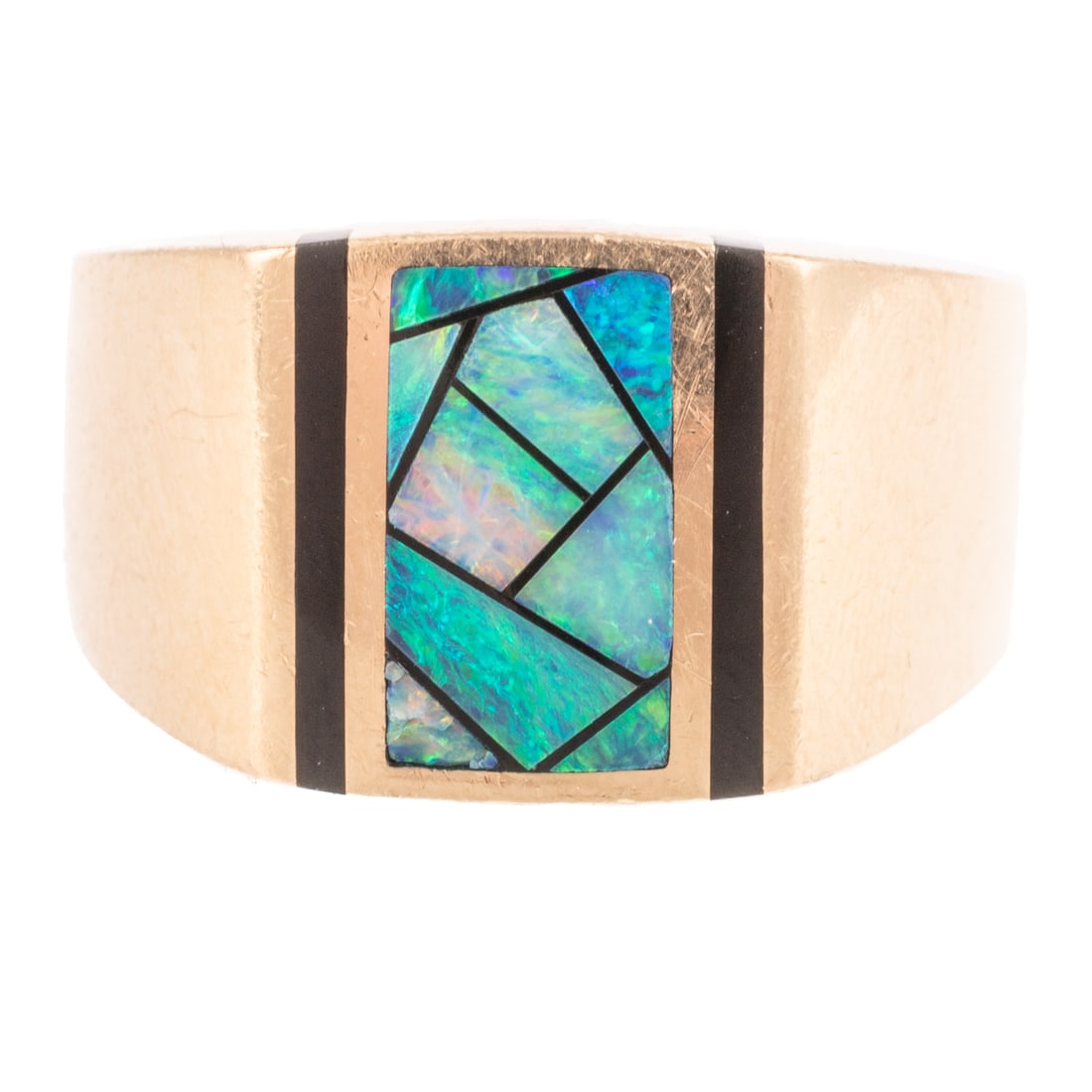 A Bagley & Hotchkiss Black Opal & Jade Ring in 14K (1 of 5)