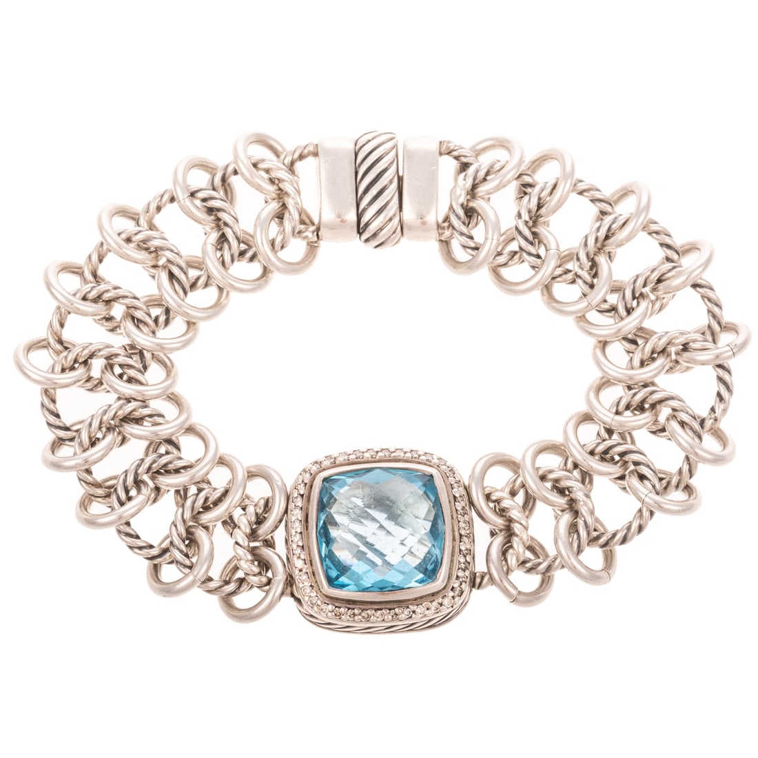 A David Yurman Blue Topaz & Diamond Bracelet (1 of 4)
