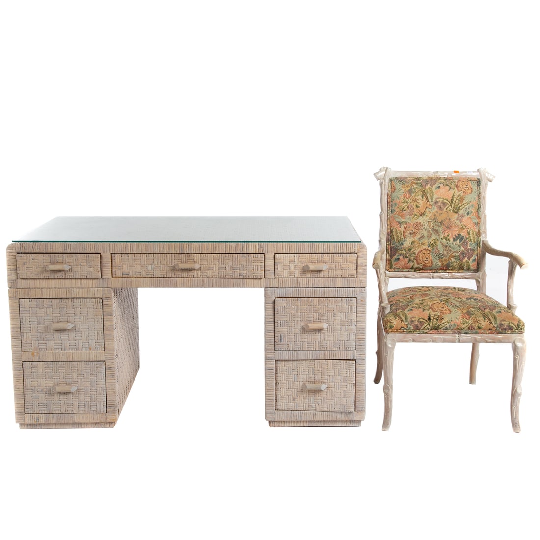 Contemporary Wicker Desk & Chair (1 of 4)