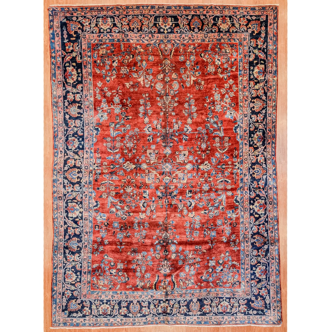 Semi-Antique Sarouk Rug, Persia, 8.9 x 12: Second quarter-20th century; hand-knotted, wool pile.