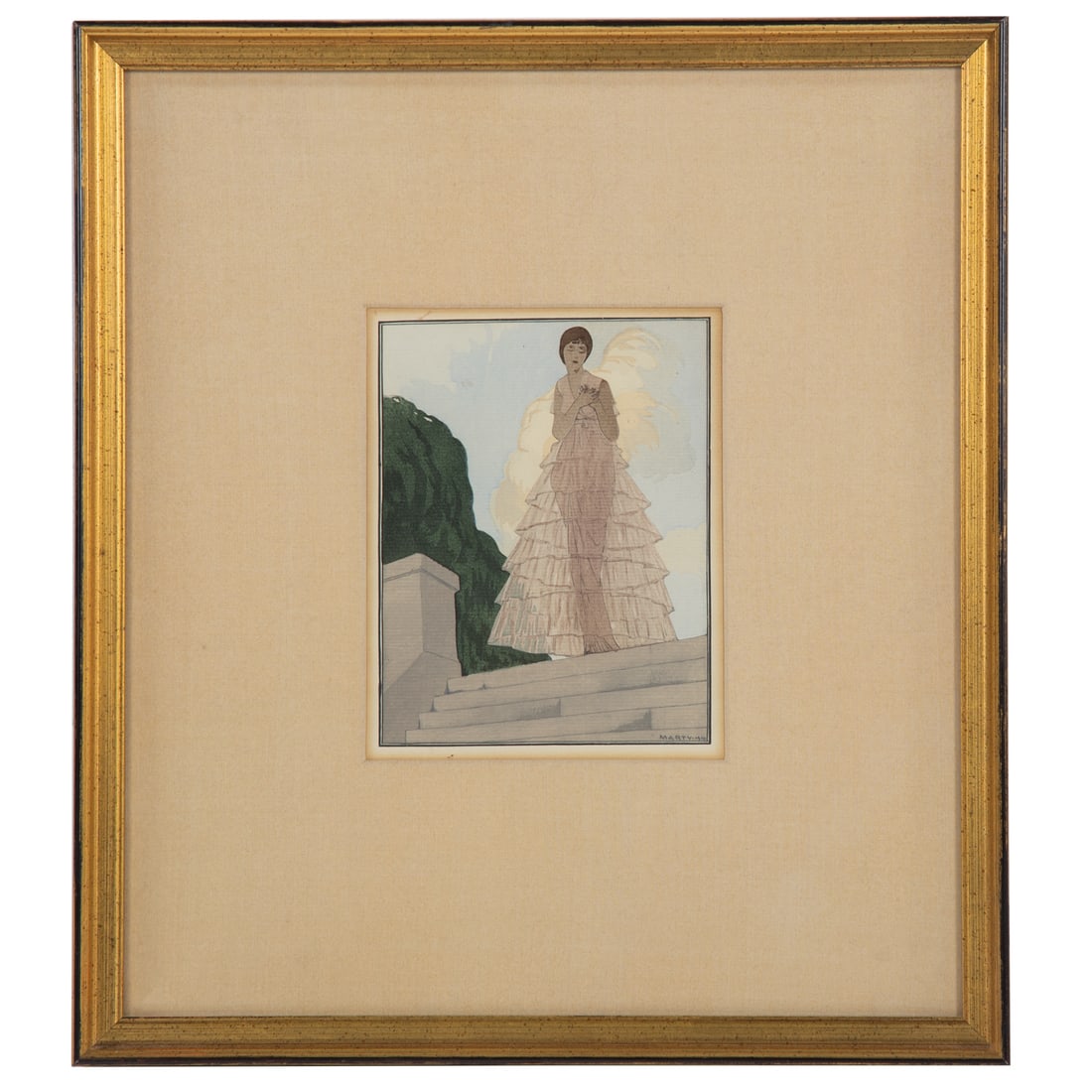 Andre Marty. Woman with Ruffled Dress, watercolor (1 of 4)