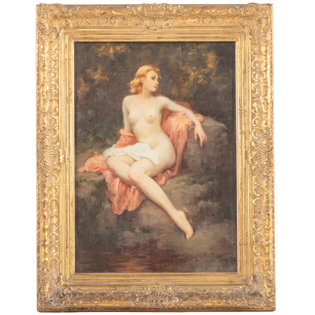 Joseph Tomanek. Female Nude in a Landscape, oil: (American, 1889-1974). Oil on canvas, signed "J. Tomanek" lr, sight size: 14 x 10 in., framed size: 18 x 14 x 2 inches.