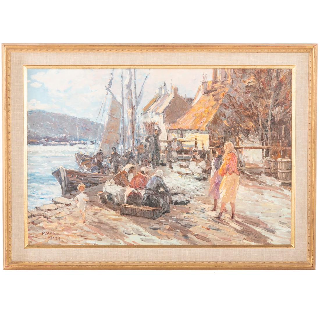Malva Omar Handi. Busy Dockside, oil (1 of 4)