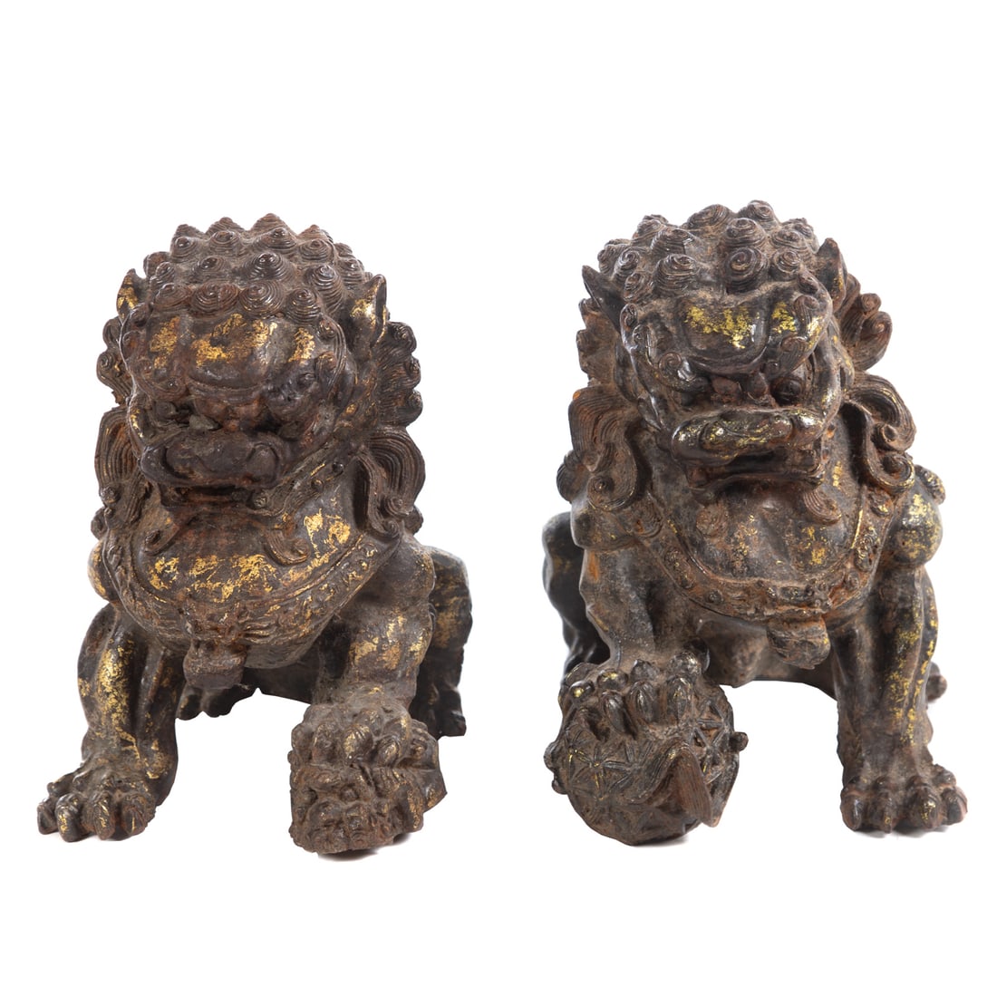 A Pair of Chinese Cast Iron Foo Dogs (1 of 3)
