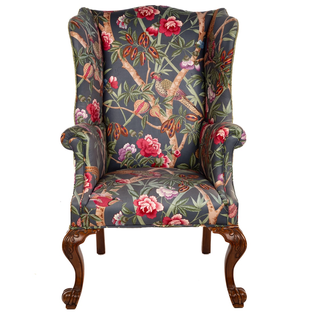 Chippendale Style Upholstered Wing Chair (1 of 2)