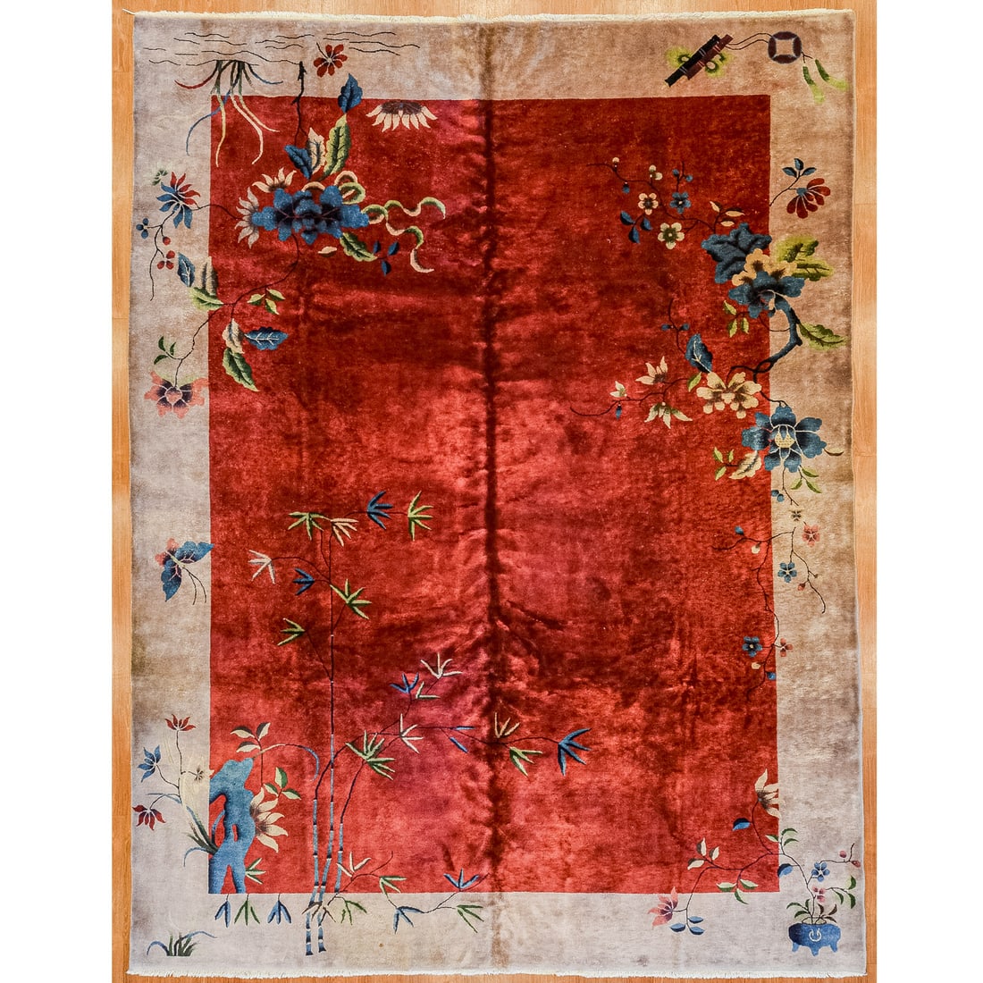Antique Nichols Rug, China, 8.9 x 11.6: First quarter-20th century; hand-knotted, wool pile.