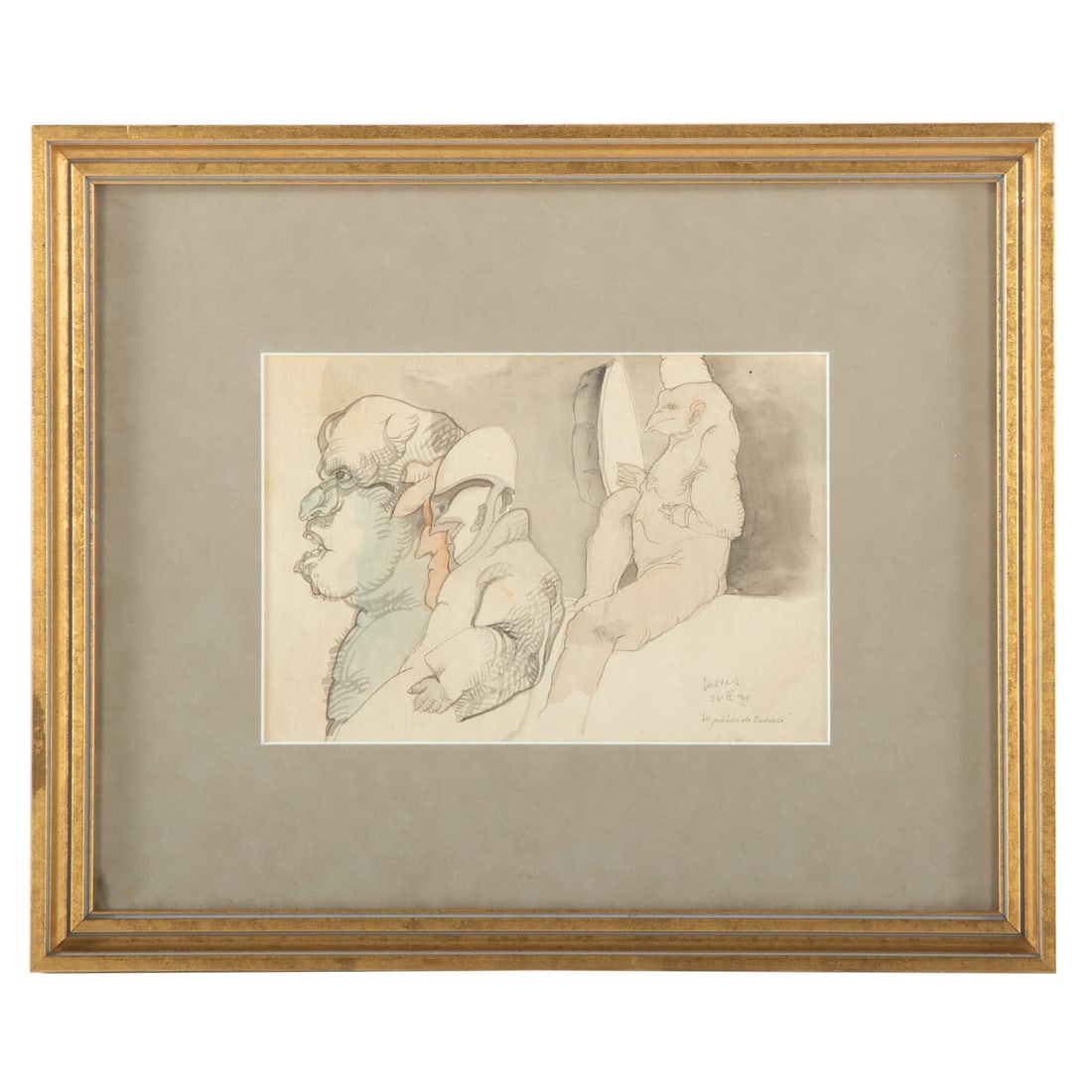 Jose Luis Cuevas. "Los Suenos de Quevedo," watercolor (1 of 4)