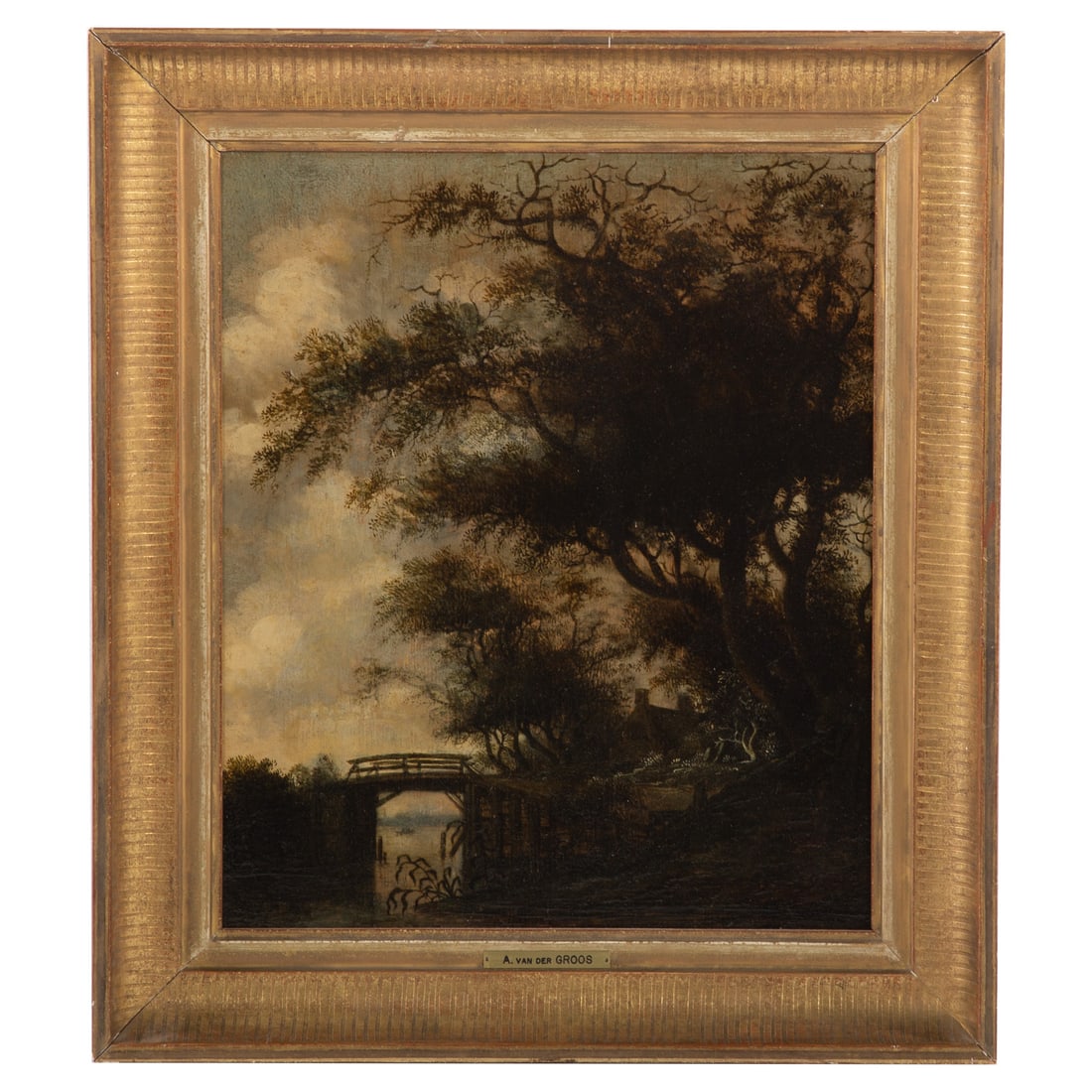 Attributed to A. Van Der Groos. Landscape, oil (1 of 4)