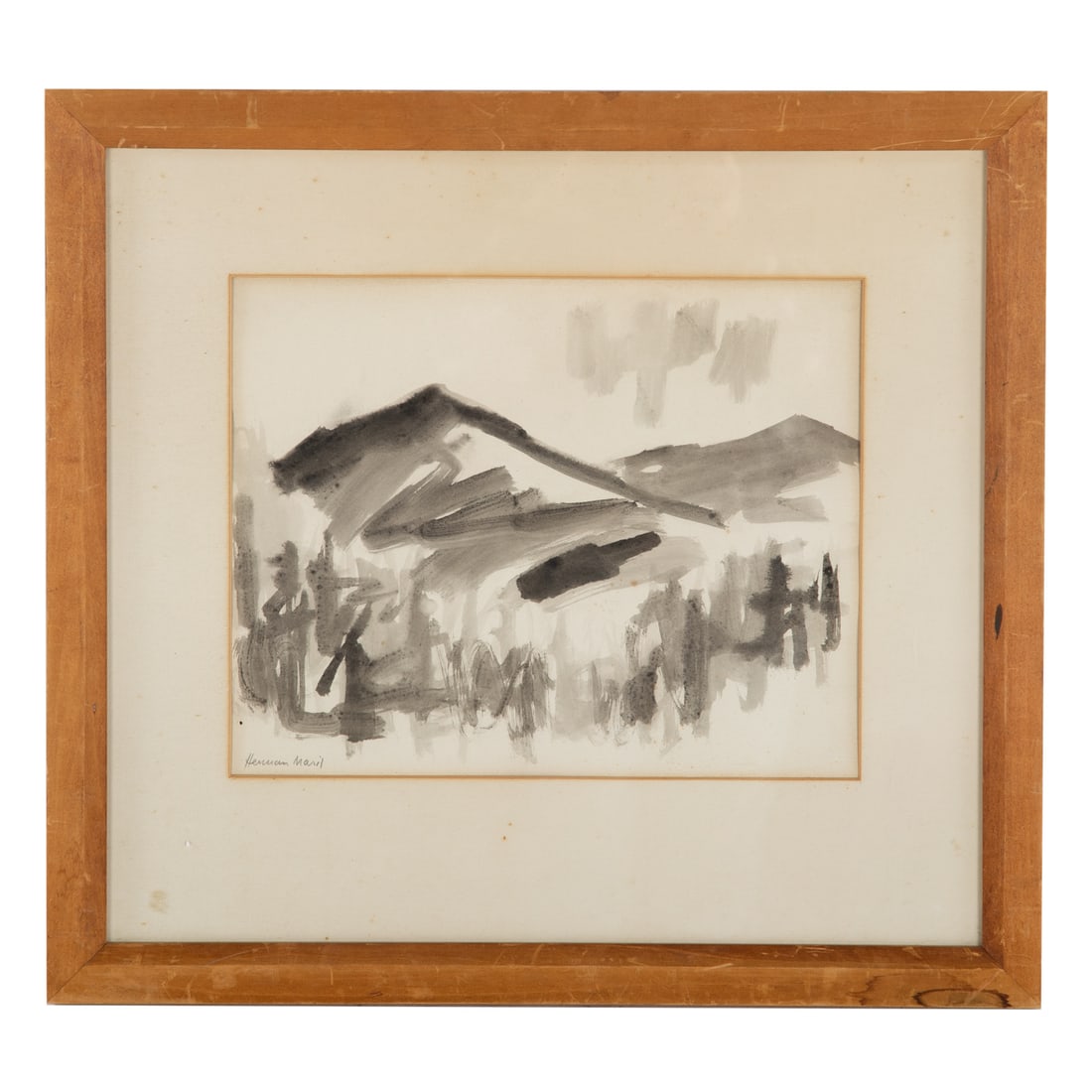 Herman Maril. “Approach,” ink wash (1 of 4)