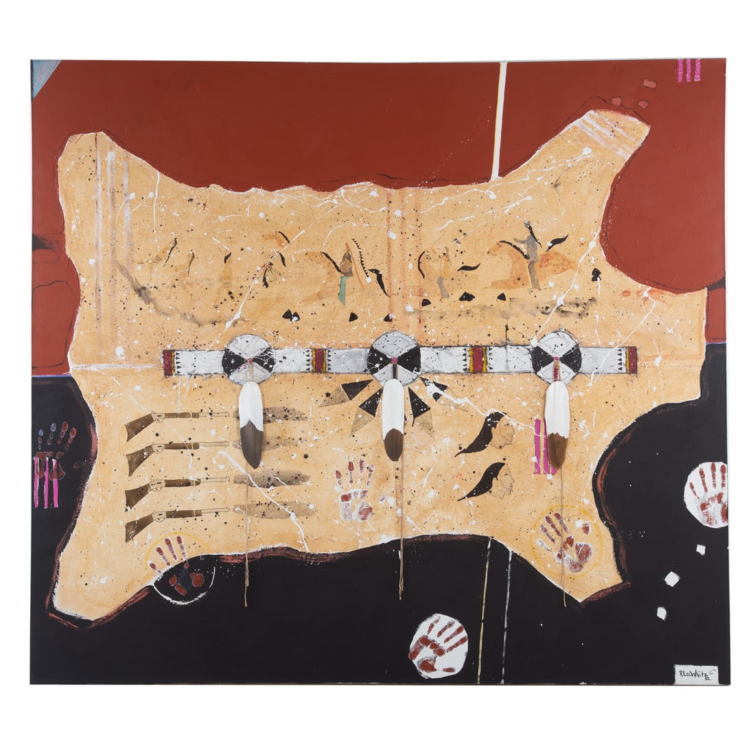 Randy Lee White. "Buffalo Hide," mixed media (1 of 6)