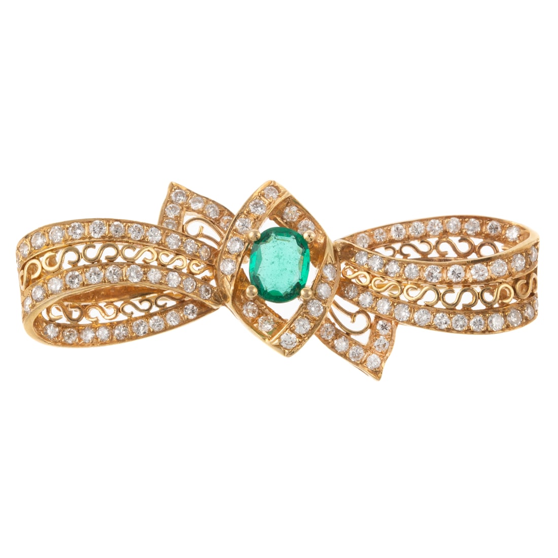 An Emerald and Diamond Bow Brooch in 18K (1 of 5)