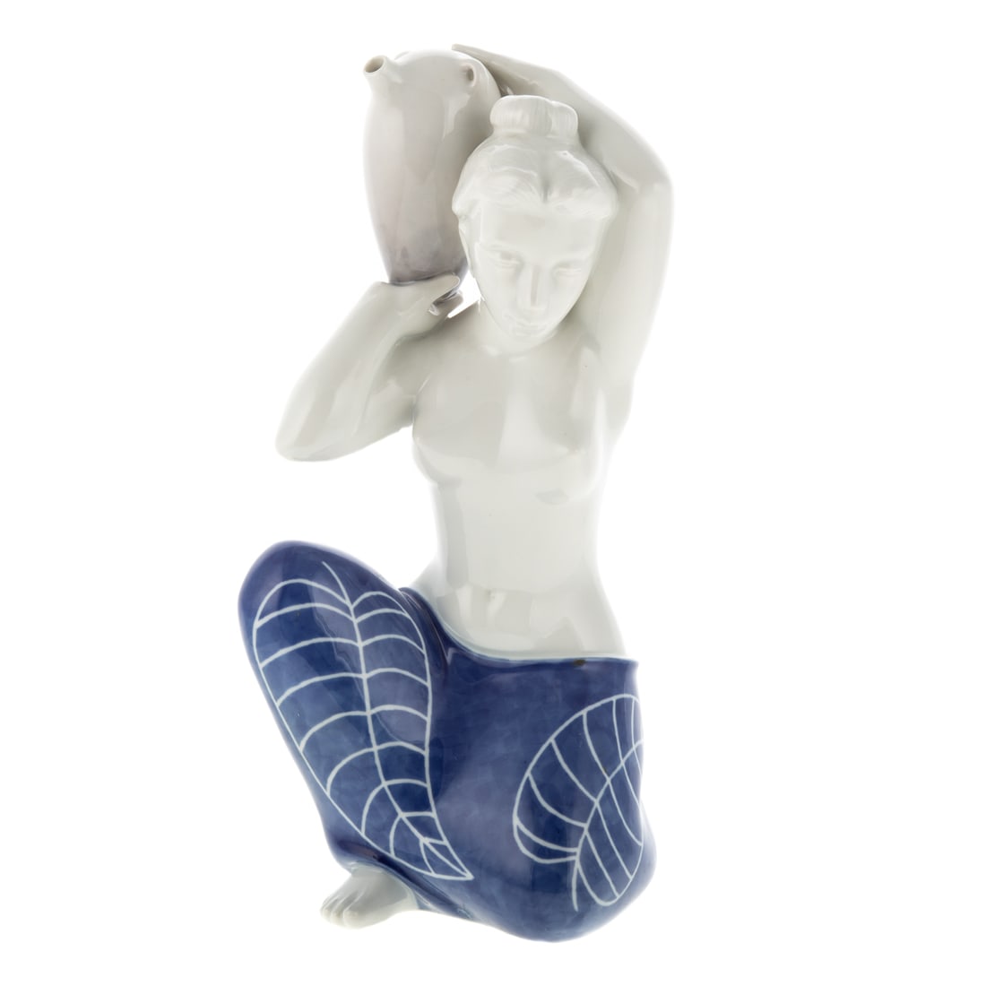 Royal Copenhagen Porcelain Woman Water Bearer: #4359, sculpted by Johannes Hedegaard, 12 1/2 in. H. For further reading see "Royal Copenhagen Porcelain," p.184 by Caroline & Nick Pope. Provenance: From the Lawrence E. Rubin Collection.