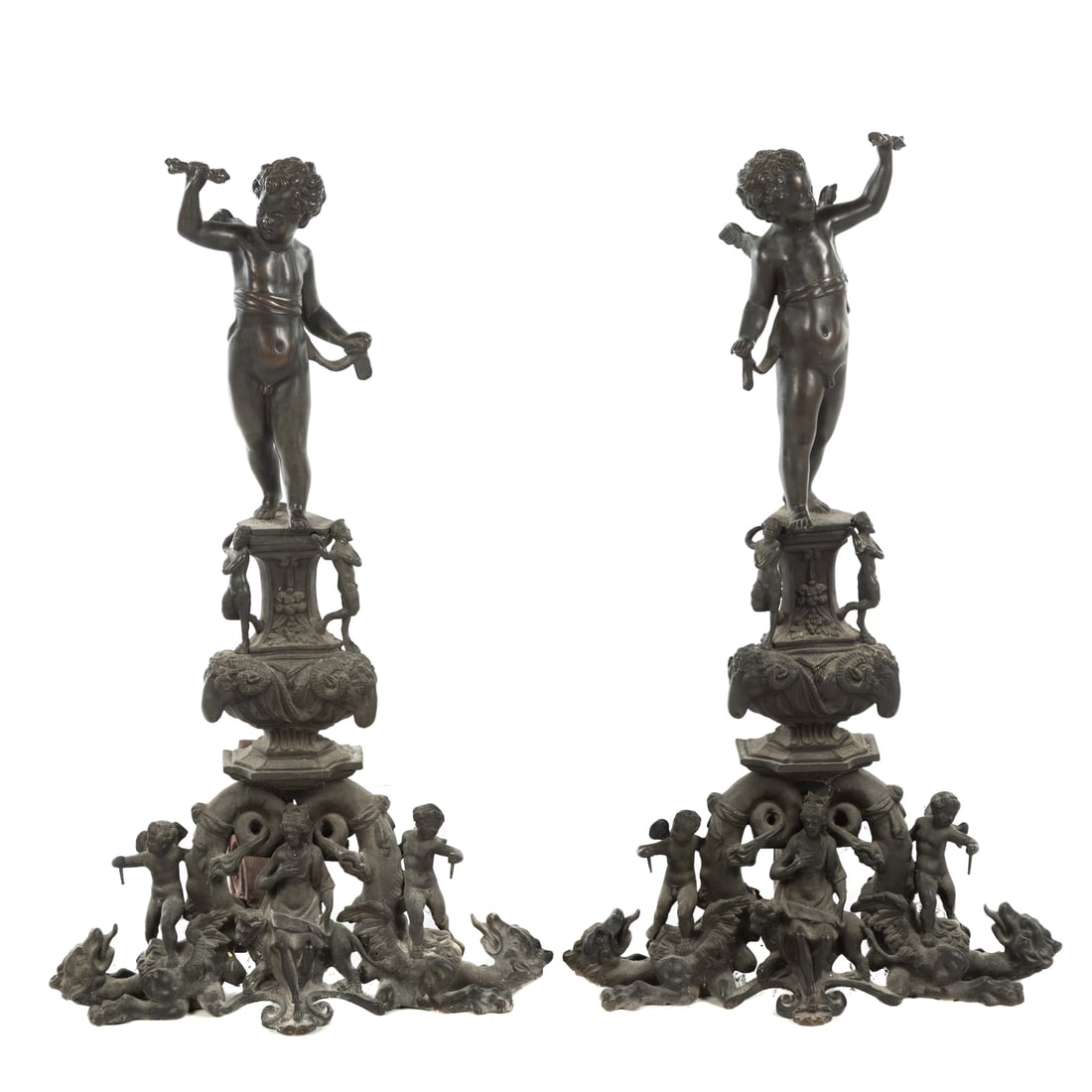 A Pair of Baroque Style Bronze Figural Andirons (1 of 4)