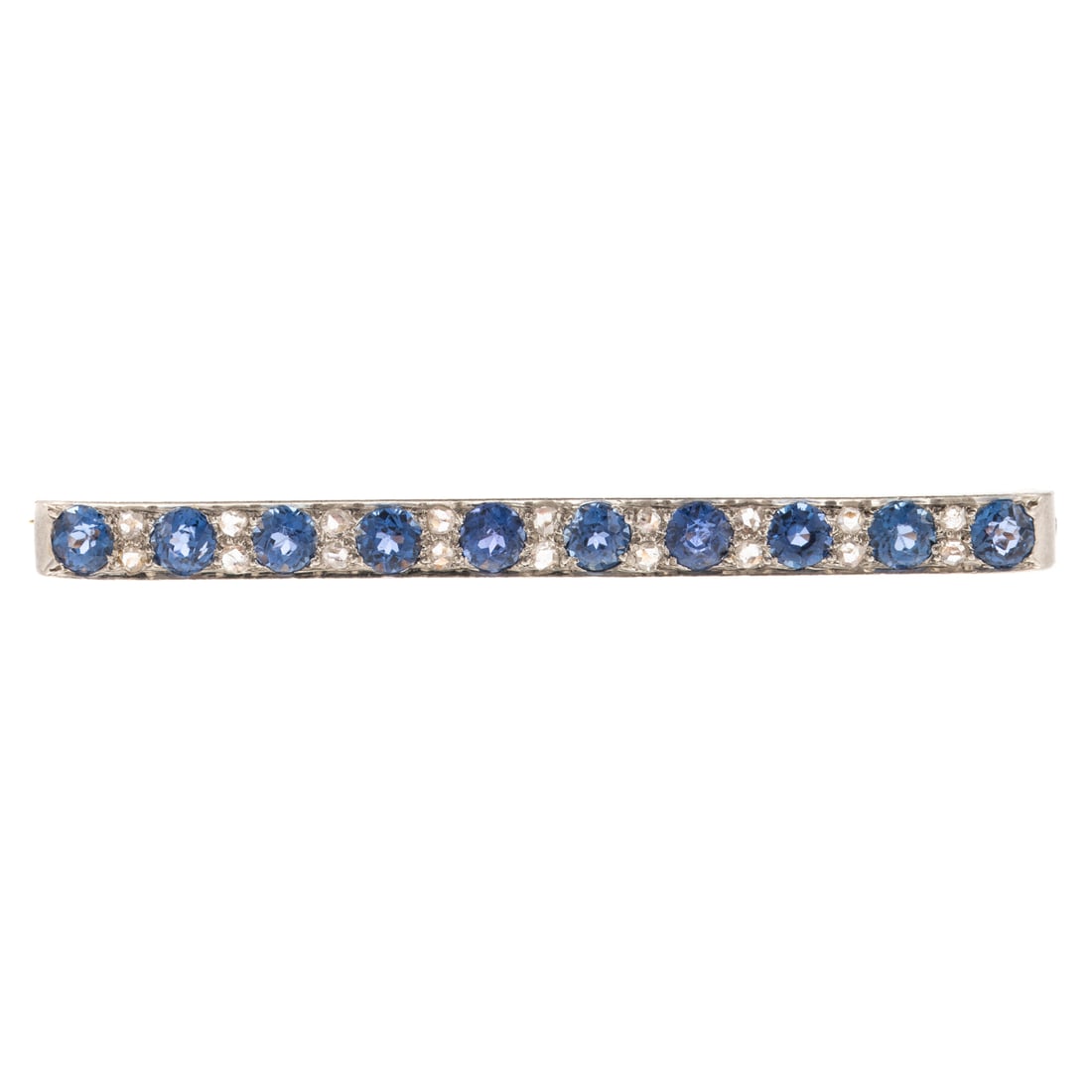 An Art Deco Sapphire & Diamond Bar Pin in 14K & Platinum (1 of 3)