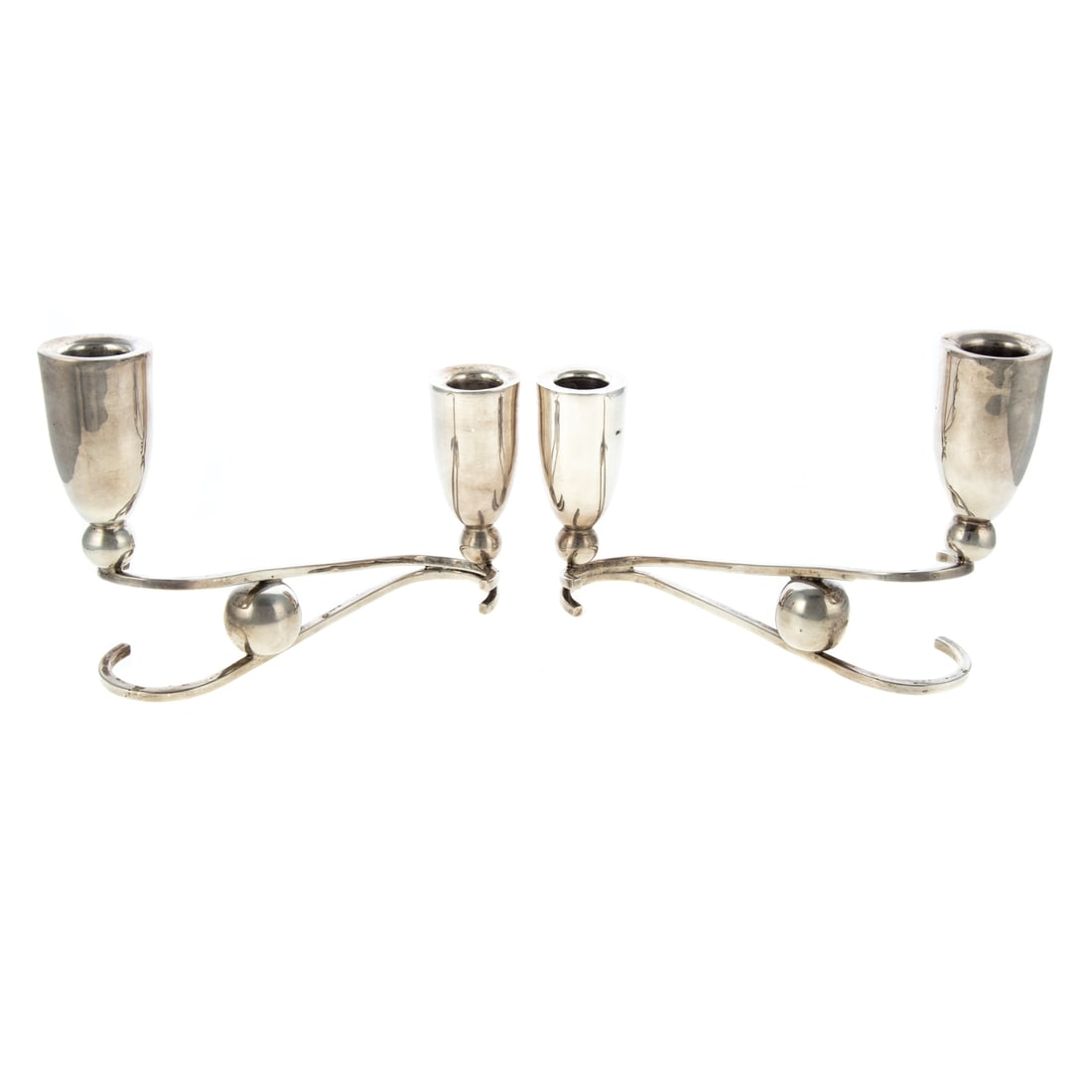 A Pair of Mexican Modernist Sterling Candelabra (1 of 3)