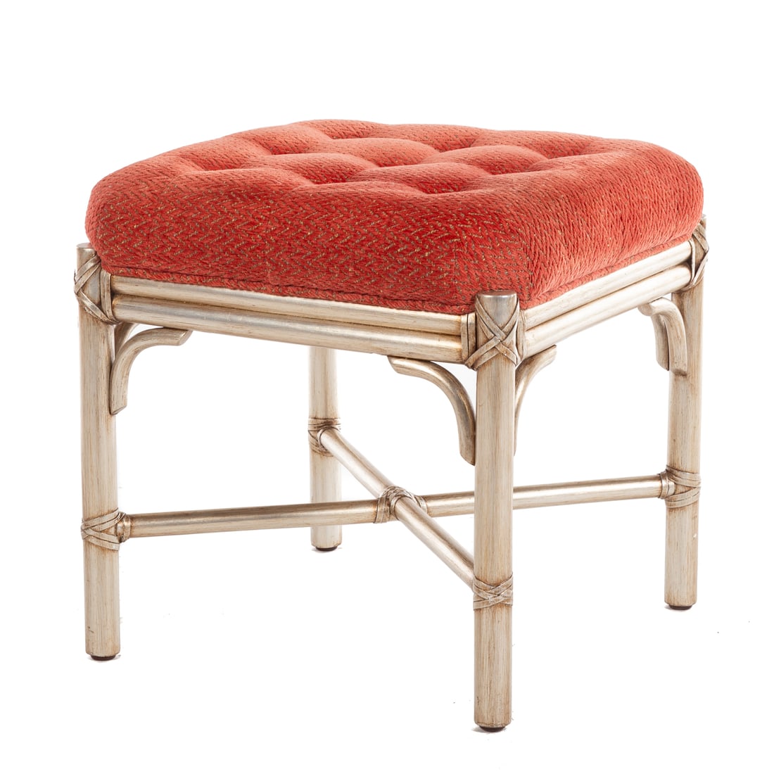 McGuire Silvered Rattan Foot Stool (1 of 3)