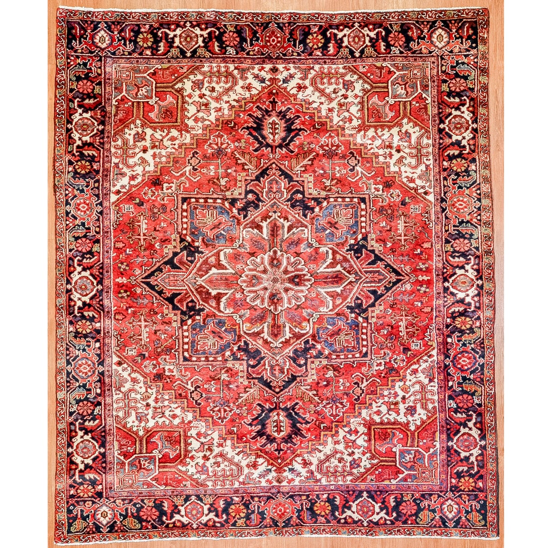Heriz Rug, Persia, 7.6 x 9: Third quarter-20th century; hand-knotted, wool pile.