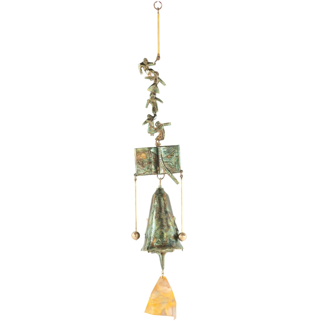 Paolo Soleri. "Literacy Bell," bronze windbell: (Italian/American, 1919-2013). Bronze and copper windbell, Cosanti Originals, signature mark on base of bell, overall size approximately 40 x 6 inches. Ring Bell for a Cause, by Paolo Soleri. "The spi