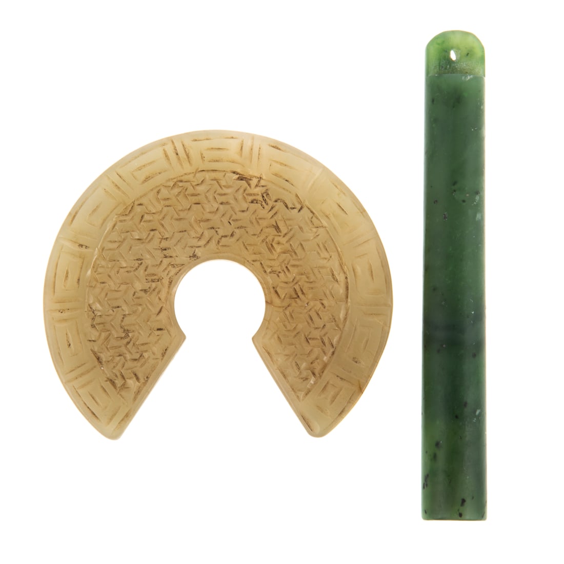 Chinese Carved Jade Pi & Bangle (1 of 4)