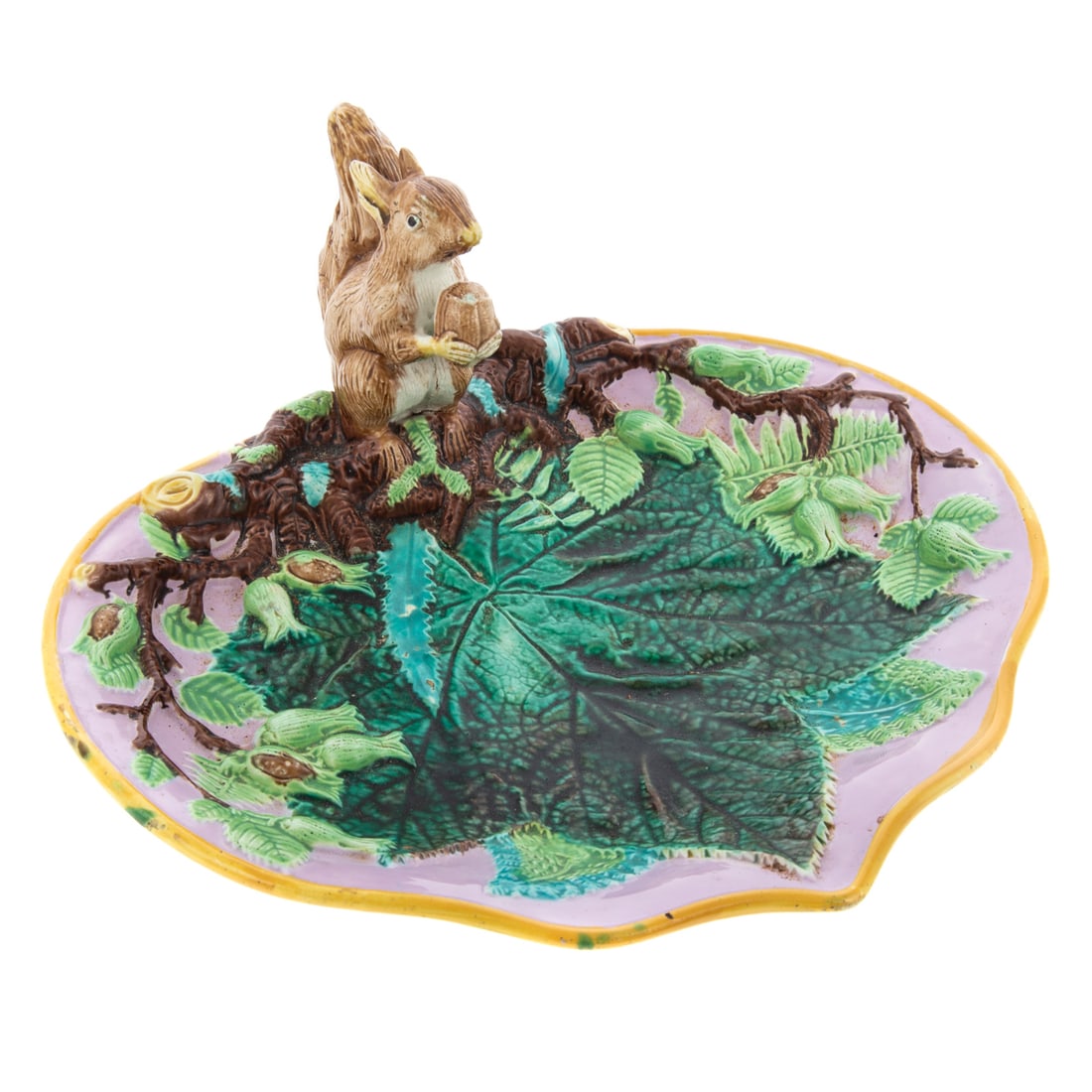 English Majolica Squirrel Nut Dish (1 of 5)