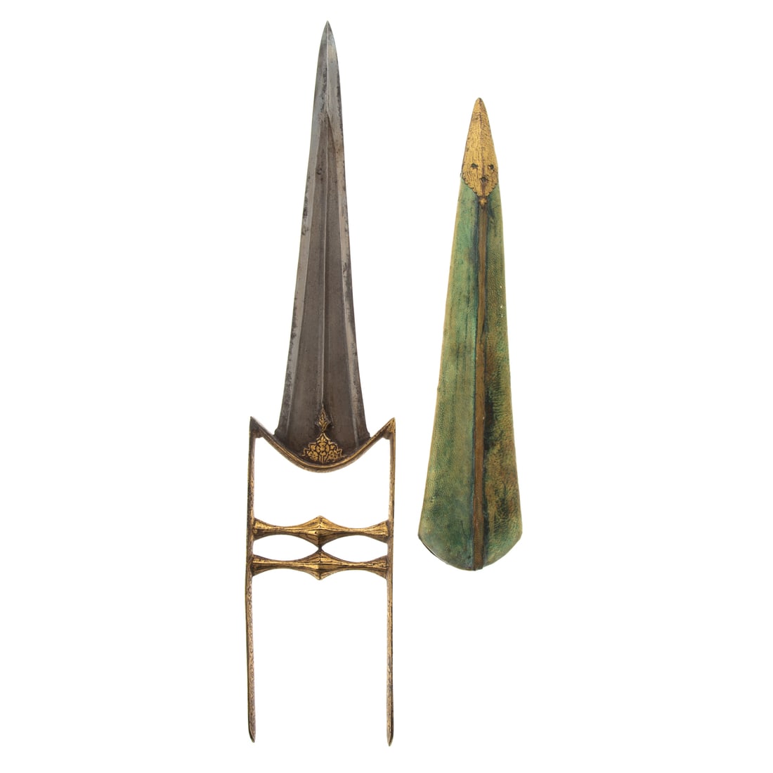 Indian Katar Knife with Koftgari Handle & Sheath (1 of 5)