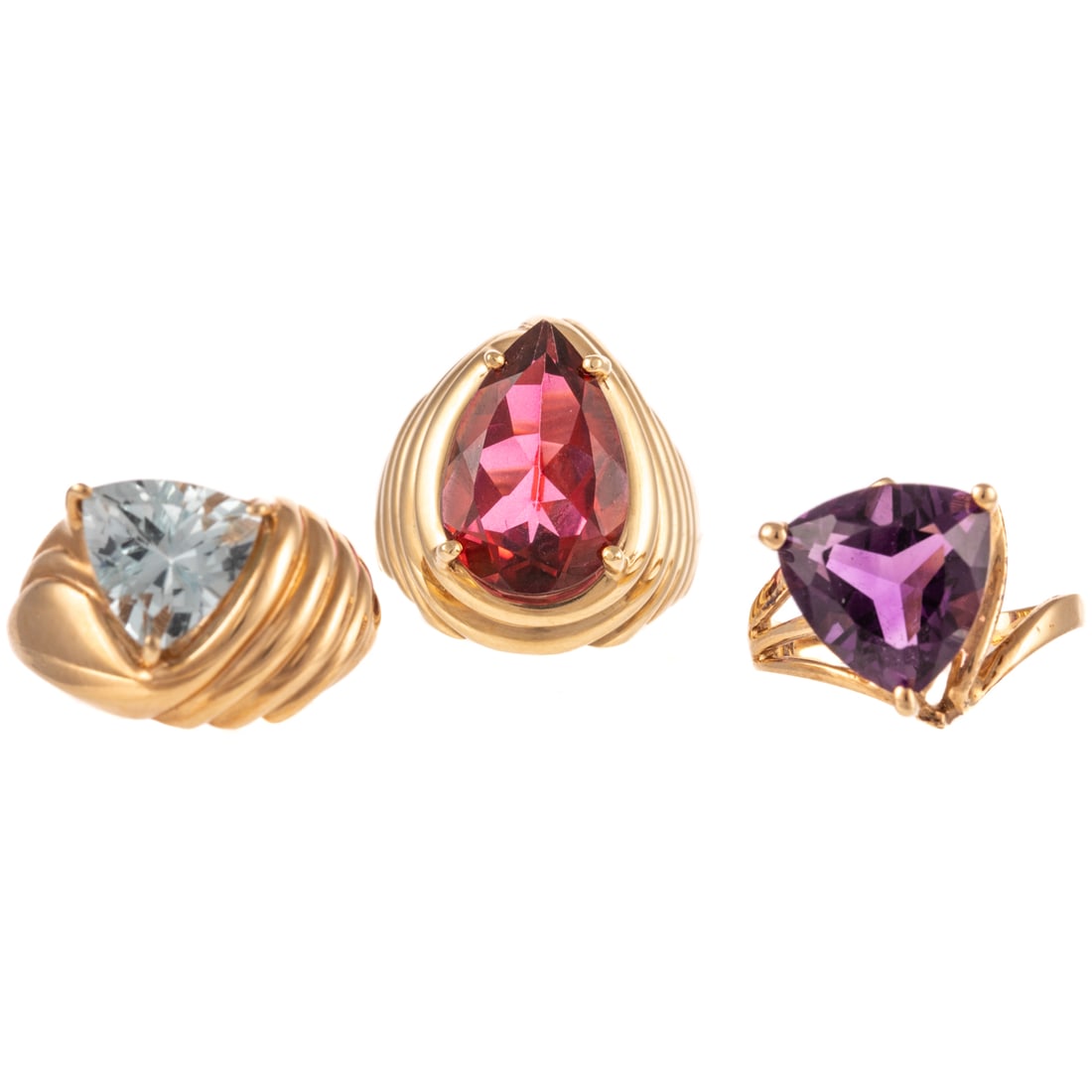 A Trio of Gemstone Rings in 10K (1 of 5)