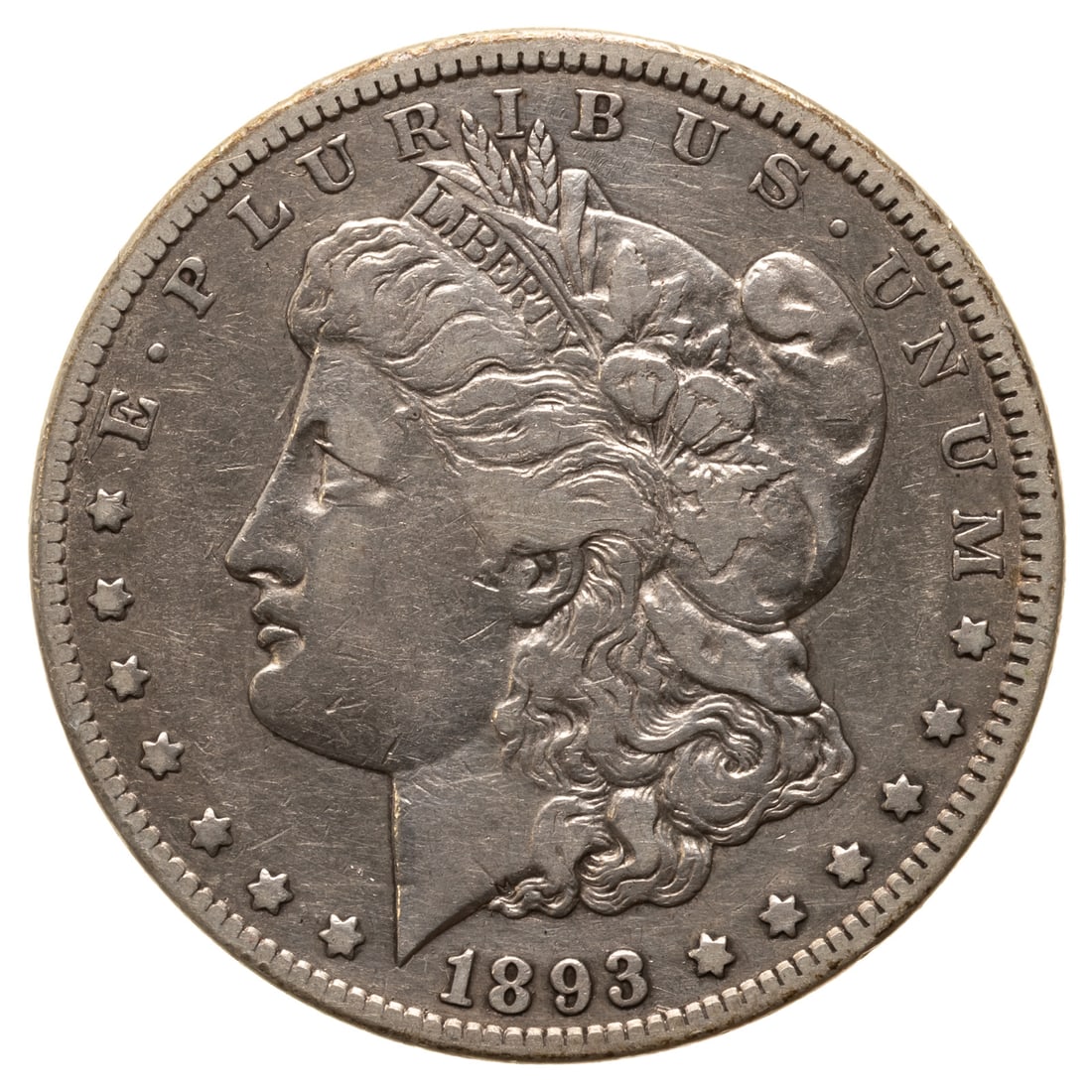 1893-CC VF 20 Details Cleaned: Could sit nicely in a mid-grade set, in a Dansco album. The light hairlines in the fields would prohibit a straight grade from TPGs but still one of the better CC dollars Provenance: Estate of a famil