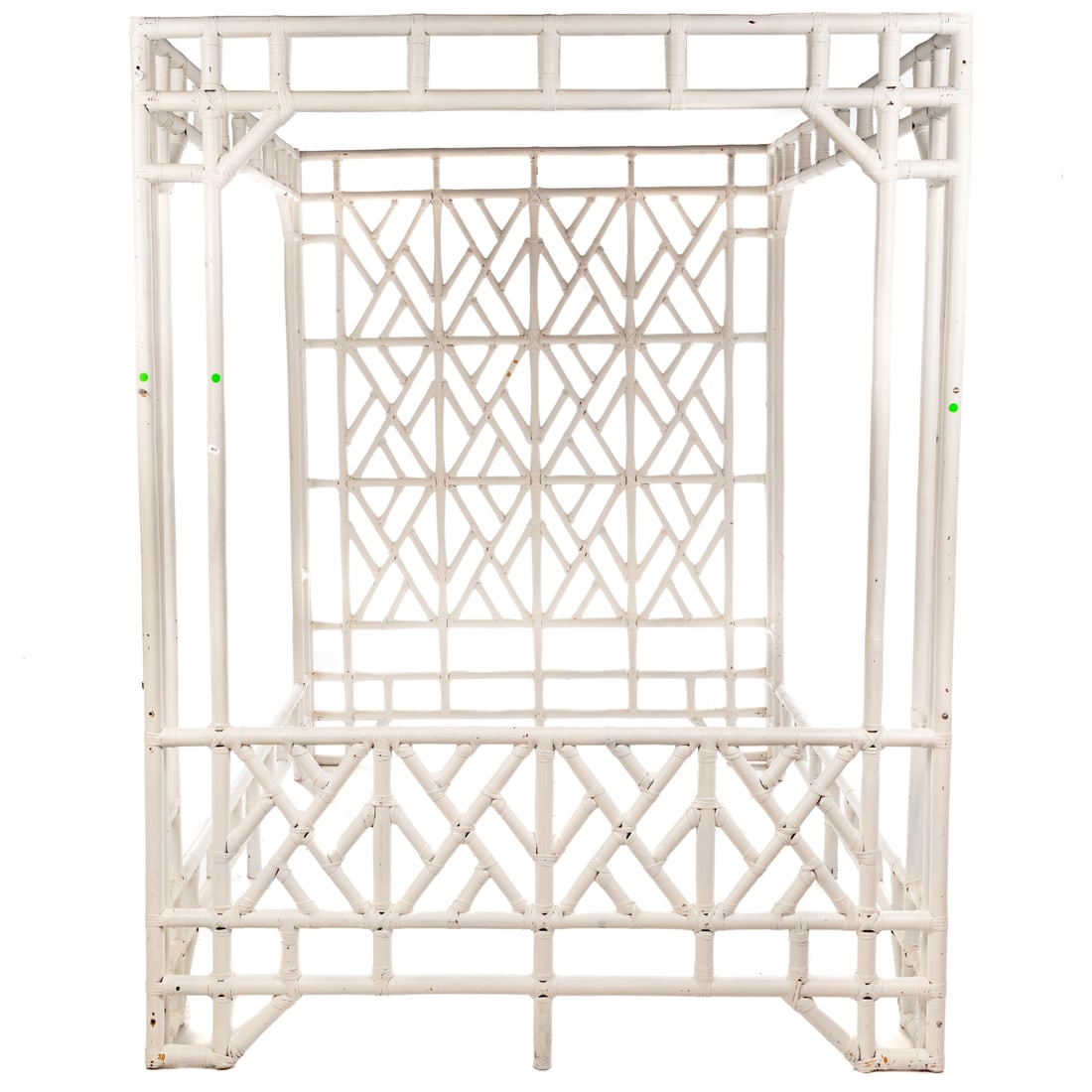 Contemporary White Painted Rattan Queen Size Bed (1 of 5)