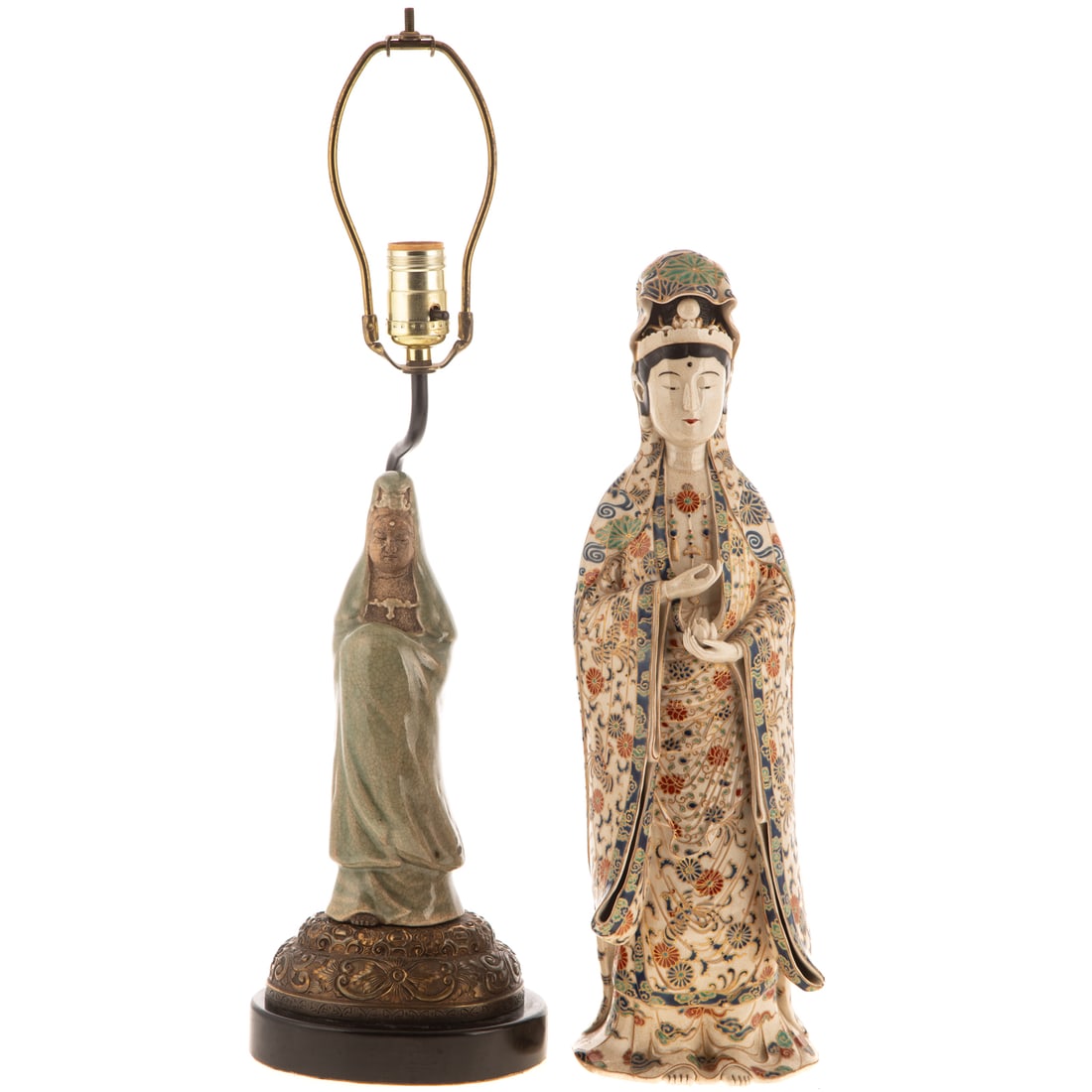 Japanese Satsuma Figure & Asian Figural Lamp (1 of 8)