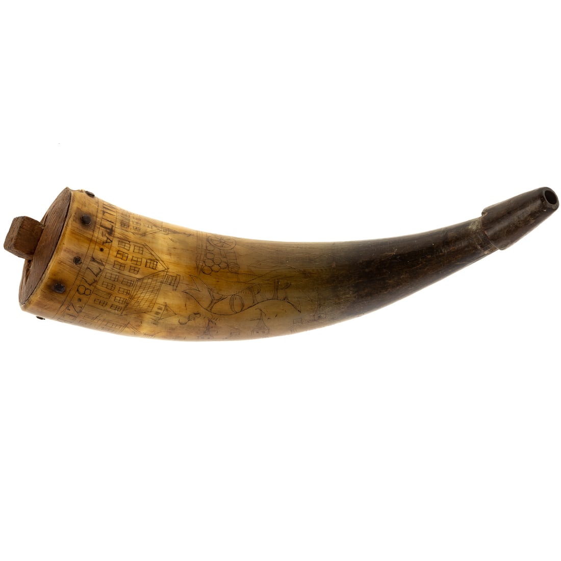 American Engraved Powder Horn, York, Pa., 1778 (1 of 4)