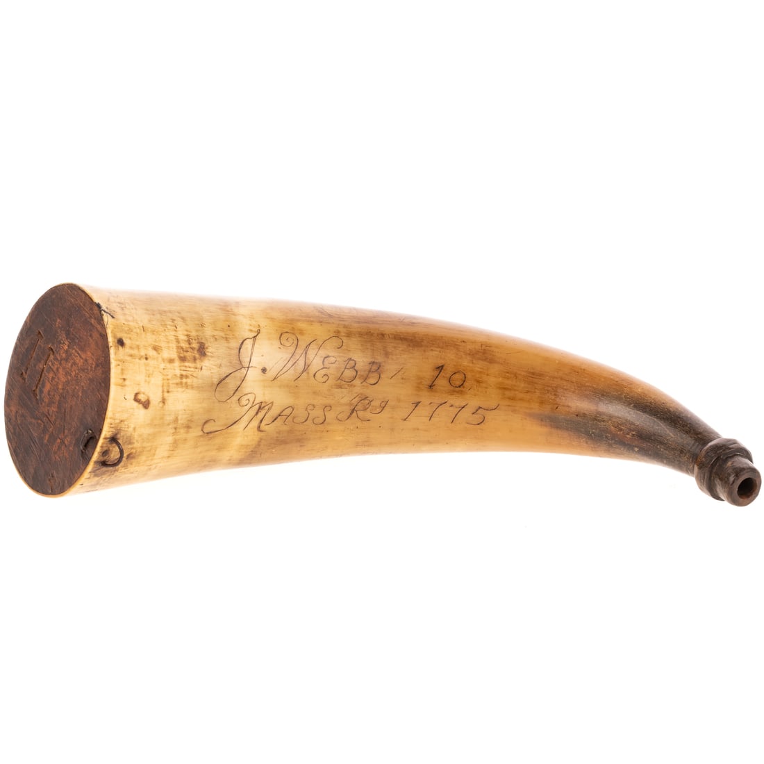 American Engraved Powder Horn, Boston Siege (1 of 6)