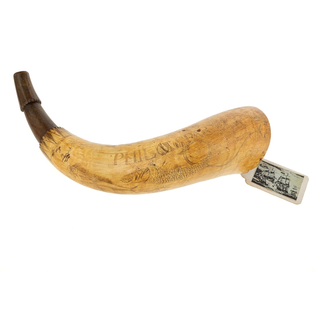 American Engraved Powder Horn, U.S.S. Trumbull (1 of 6)
