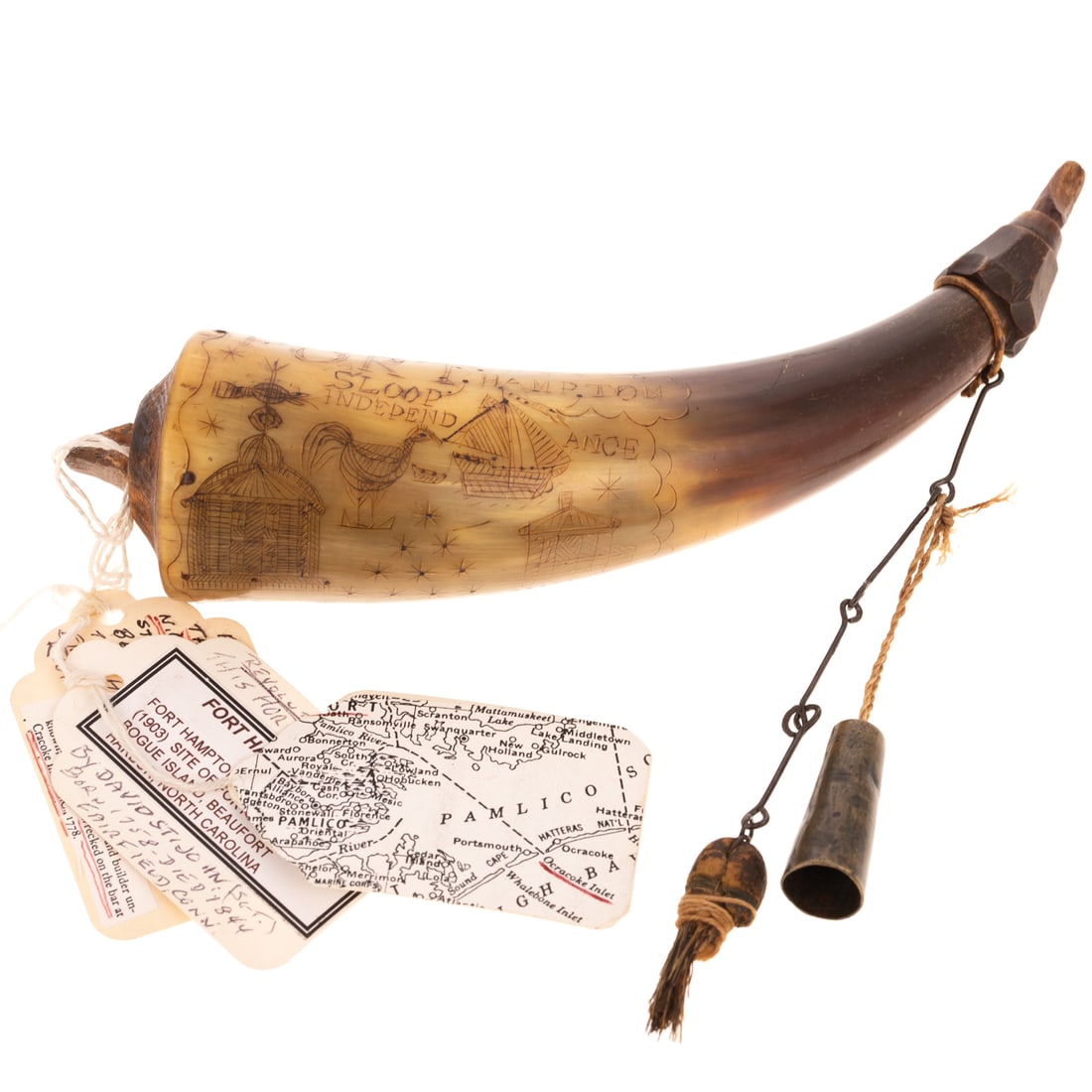 American Engraved Powder Horn, N. Carolina, 1814 (1 of 6)