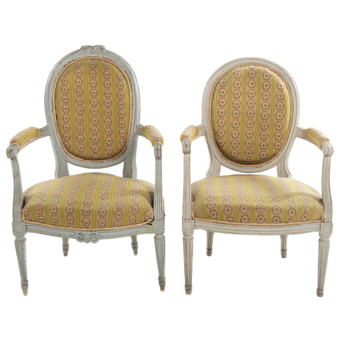 Two Louis XVI Carved & Painted Wood Fauteuils (1 of 3)